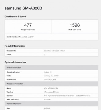 ¡Nuevo Galaxy A32 5G! El dispositivo se ve en Geekbench con Dimensity 720