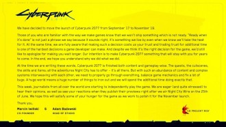 Cyberpunk 2077 se retrasa hasta el 19 de noviembre