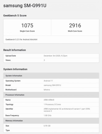 Samsung Galaxy S21 aparece en GeekBench con 8GB de RAM y Snapdragon 888