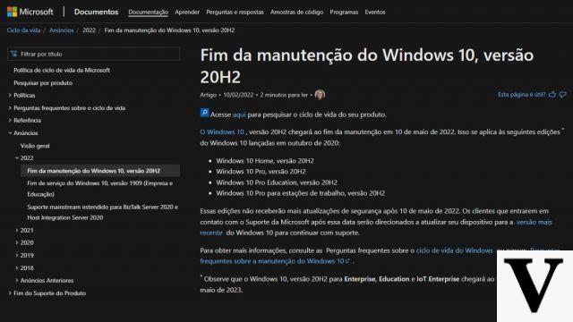 Microsoft: Windows 10 20H2 y 1909 dejarán de ser compatibles en mayo de 2022