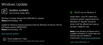 La compatibilidad con Windows 11 se informa a través de Windows Update ahora