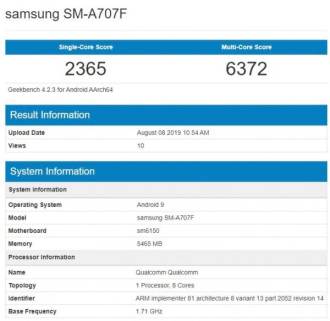 Galaxy A70 mejorado visto en Geekbench - ¿Cámara de 64MP?