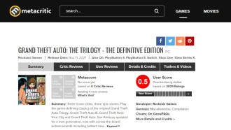 GTA: La trilogía obtiene una puntuación de 0,5 en Metacritic