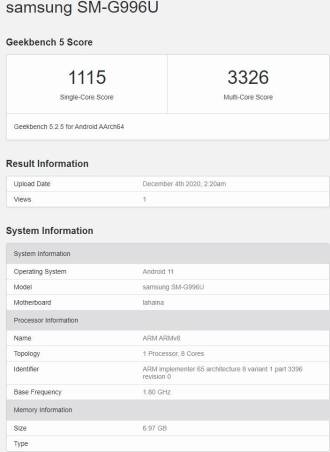 Samsung Galaxy S21 apparaît sur GeekBench avec 8 Go de RAM et Snapdragon 888
